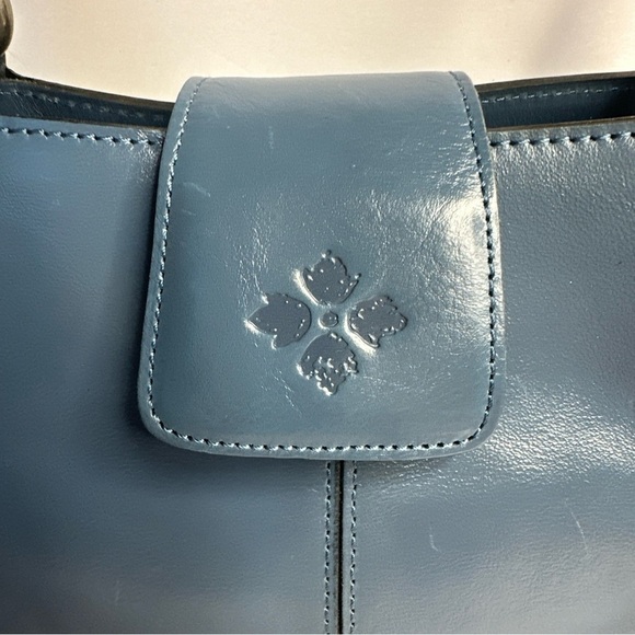 Patricia Nash Safflower Blue Leather Satchel Rienzo Italian Pheasant New - Picture 4 of 14